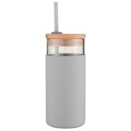 Glass Smoothie Cup, Bamboo Lid Stainless Steel Straw, Reusable Coffee Cup 