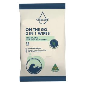 CleanLIFE Flushable On The Go 2 in 1 Wipes x 15