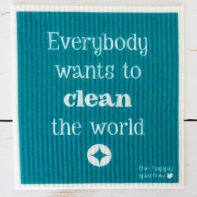 Buy The Happy Sparrow Compostable Dish Cloth Everybody Wants To Clean The World Online