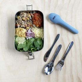 Buy Green Essentials Stainless Steel Travel Cutlery in Blue Silicone Pouch Online