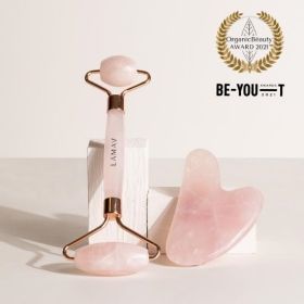 Buy La Mav Rose Quartz Gua Sha and Roller Set Online