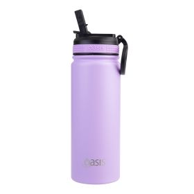 Buy Oasis stainless steel insulated water bottle 550ml lavender with straw lid