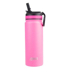 Buy Oasis insulated neon pink sports bottle with sippy straw lid 550ml