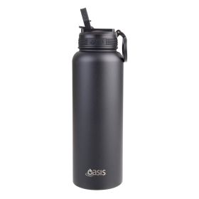 Buy Oasis stainless steel water bottle 1.1L black online