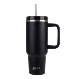 Oasis Insulated Tumbler with Straw Black 1.2L