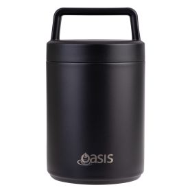 Oasis Stainless Steel Insulated Food Flask Black 480ml