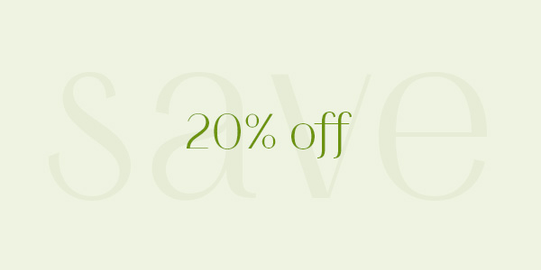 Save 20 percent off eco friendly products