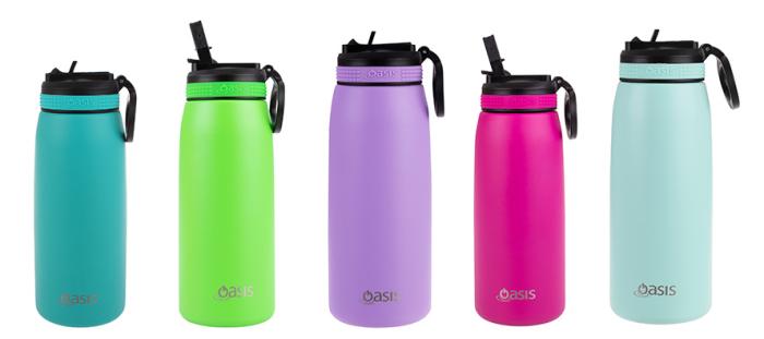 Up close with the Oasis Insulated Sports Bottle with the best Sippy Straw Cap