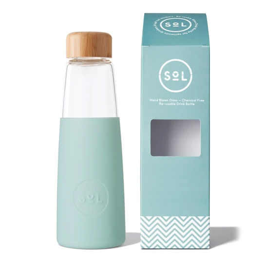 Sol 410ml glass water bottle