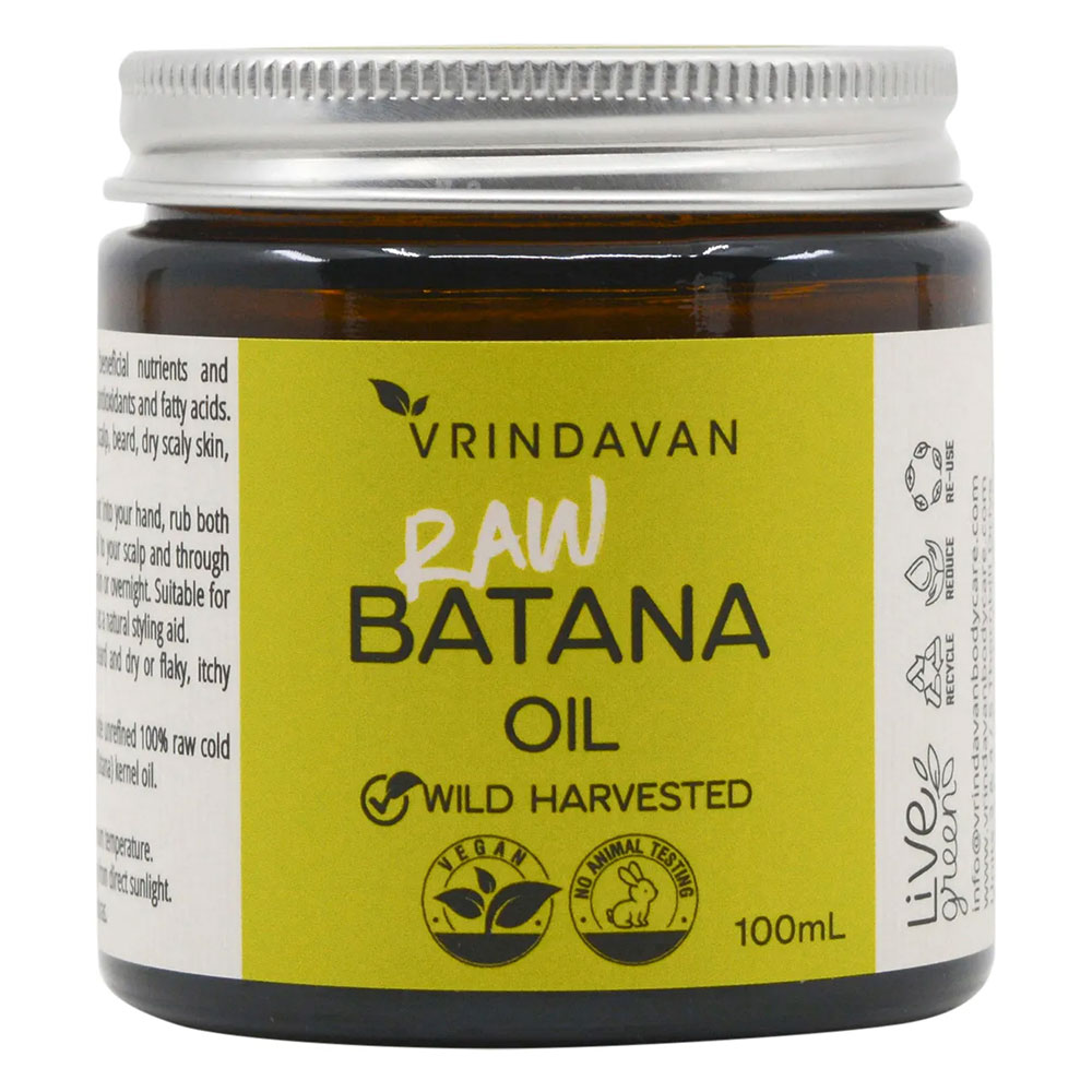 Vrindavan Raw Batana OIl packed in amber glass